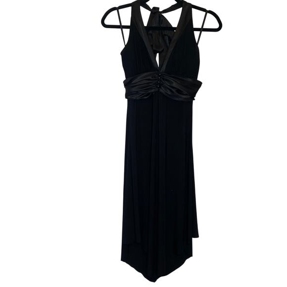 Y2k Body Central Handkerchief Hem whimsygoth rave dress halter black glam Prom S - Picture 1 of 11
